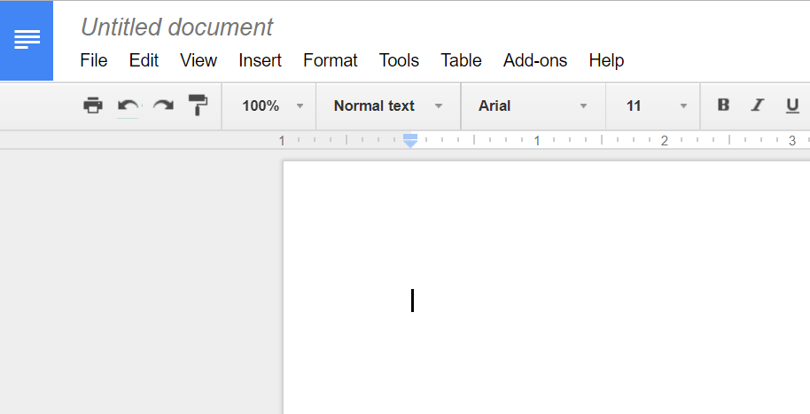 Image of new Google Doc