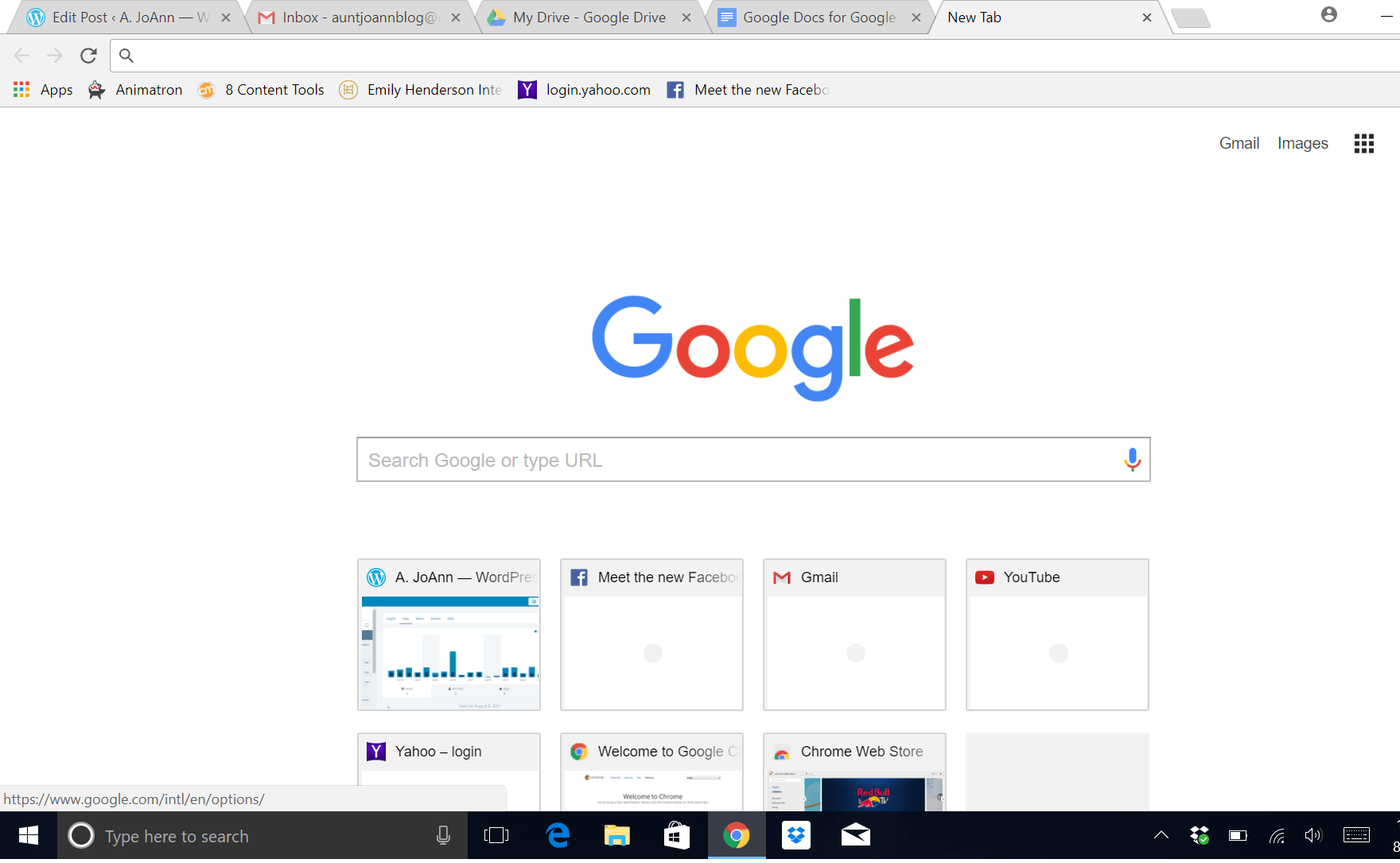 Google Search screen