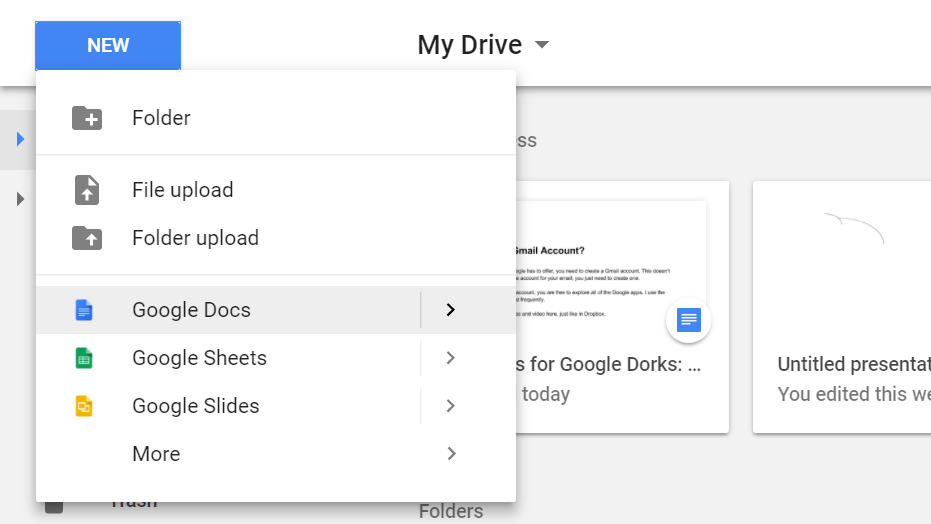 Image of Google Docs option