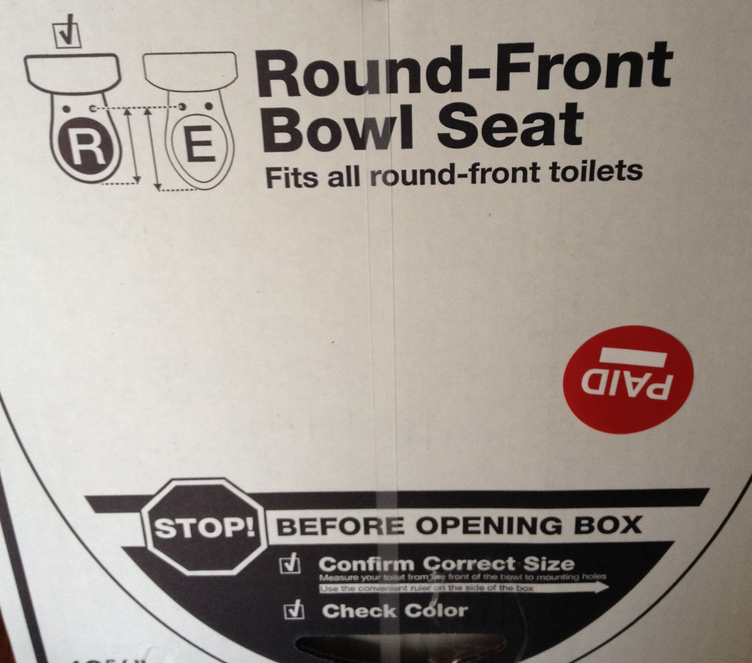 toilet seat box showing elongated toilet seat