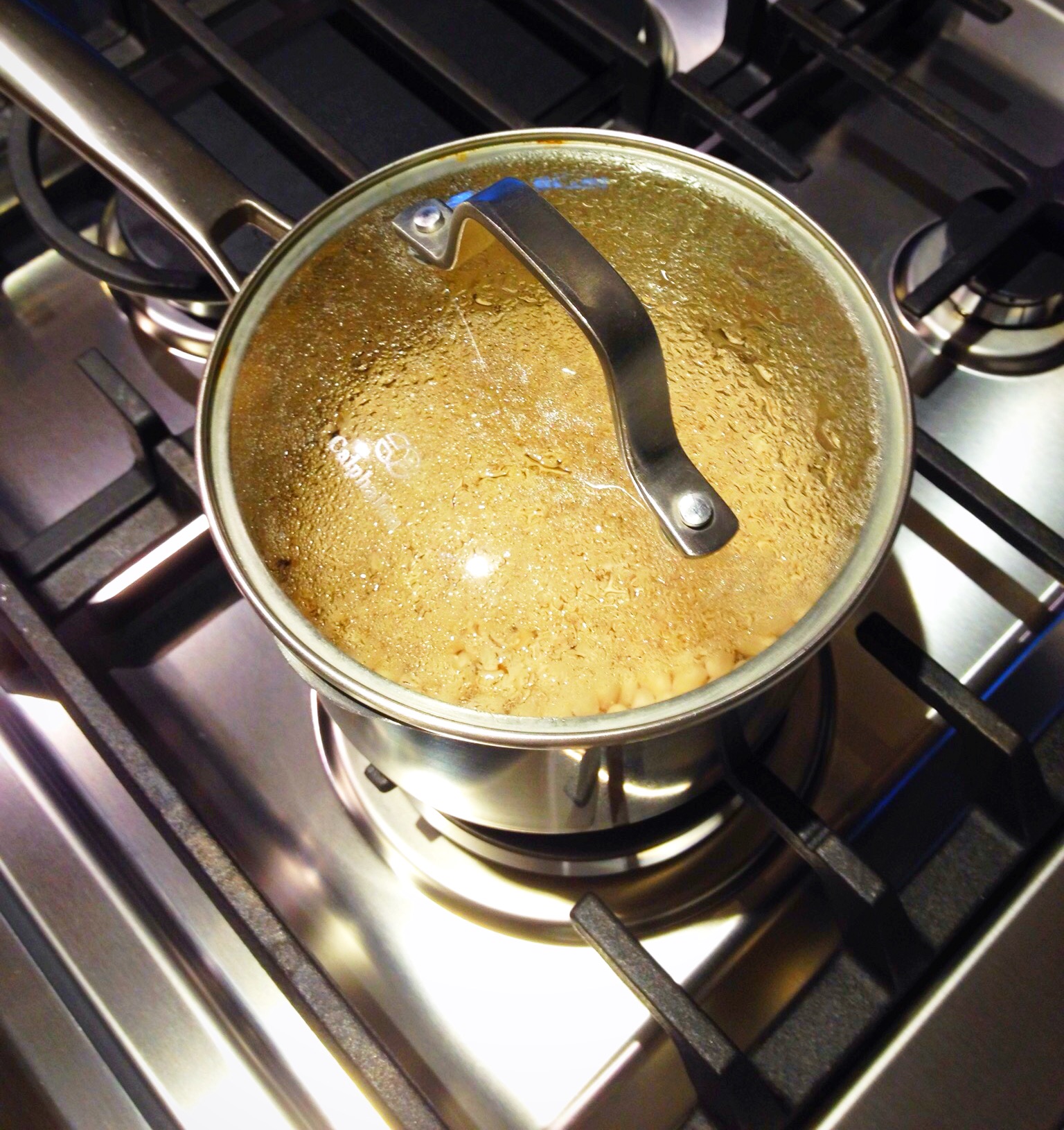 photo of navy beans soaking in pot of water