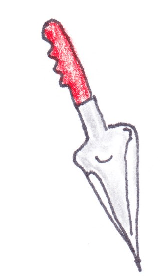 sketch of trowel with red handle