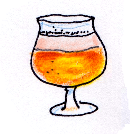 drawing of tulip shaped goblet for flavorful special brews