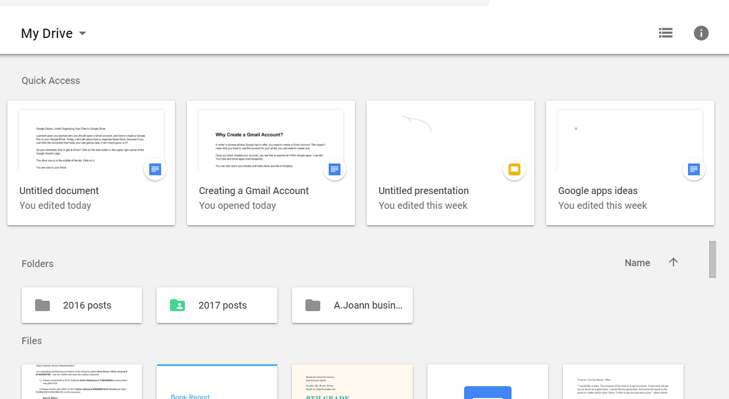 Google Drive gallery display