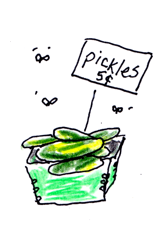 Drawing of pickles in a container
