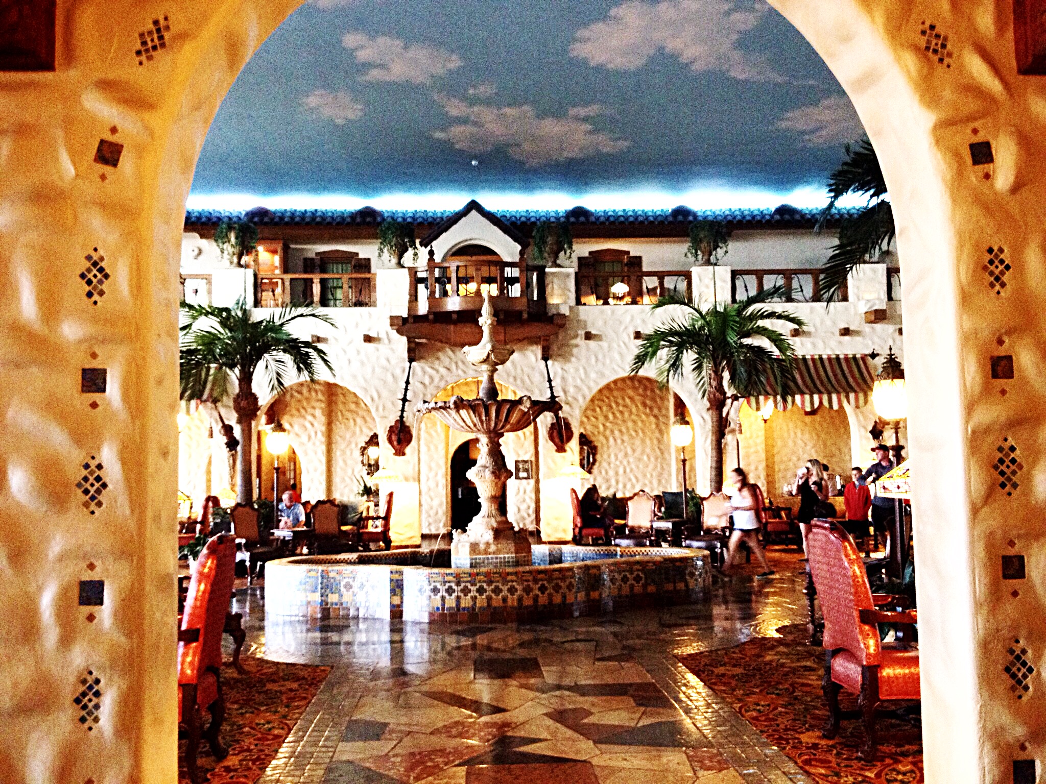 Second floor lobby including fountain