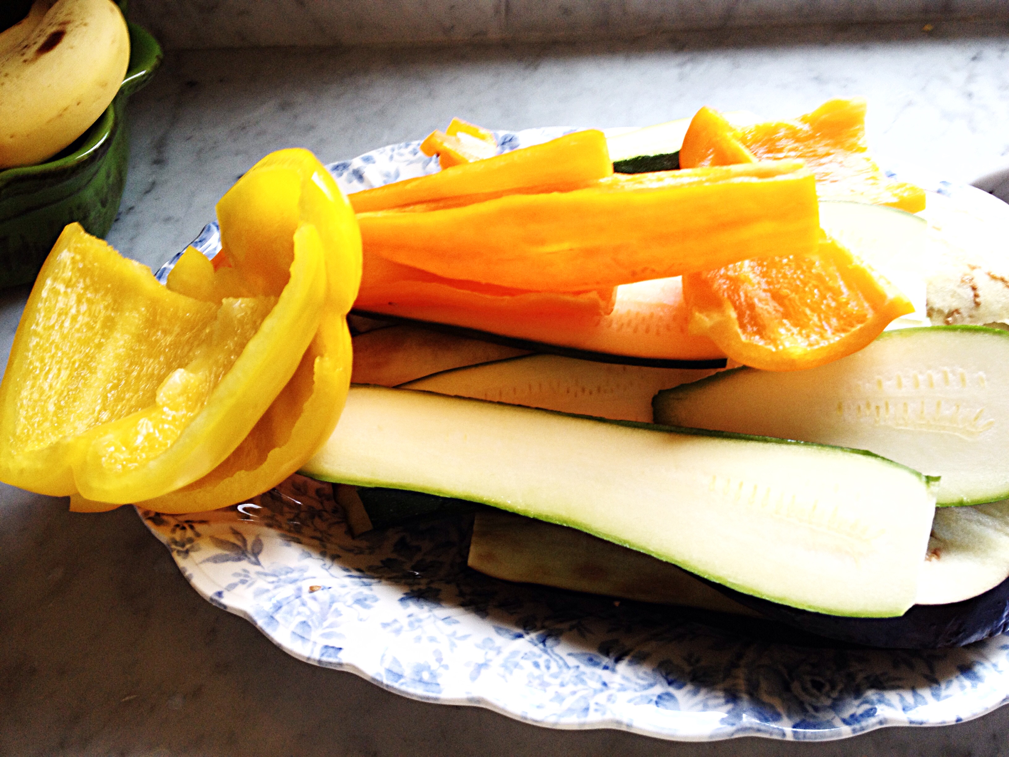 Veggies cut up for grilling