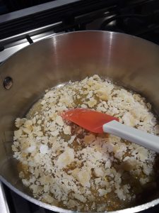sugar melting in pot