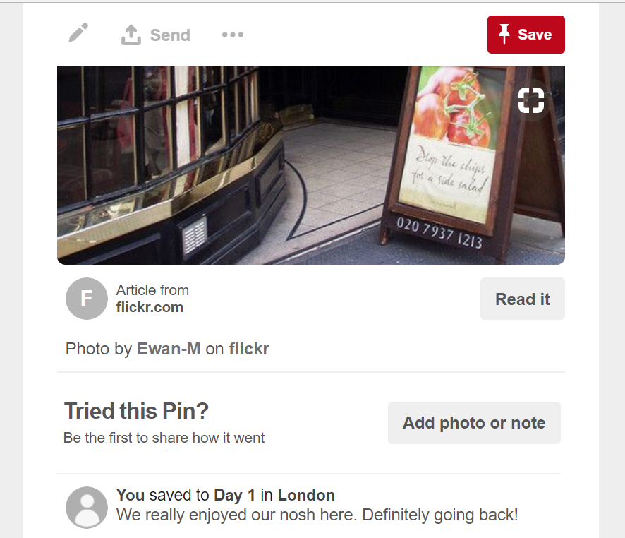 Edit the text of a pin to record your memories.