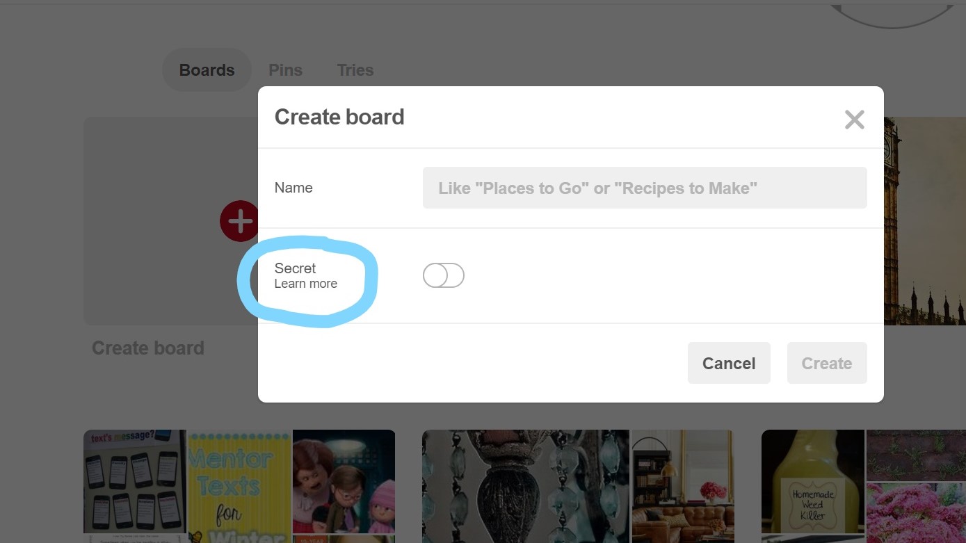 You can make a board secret before or after creating the board.