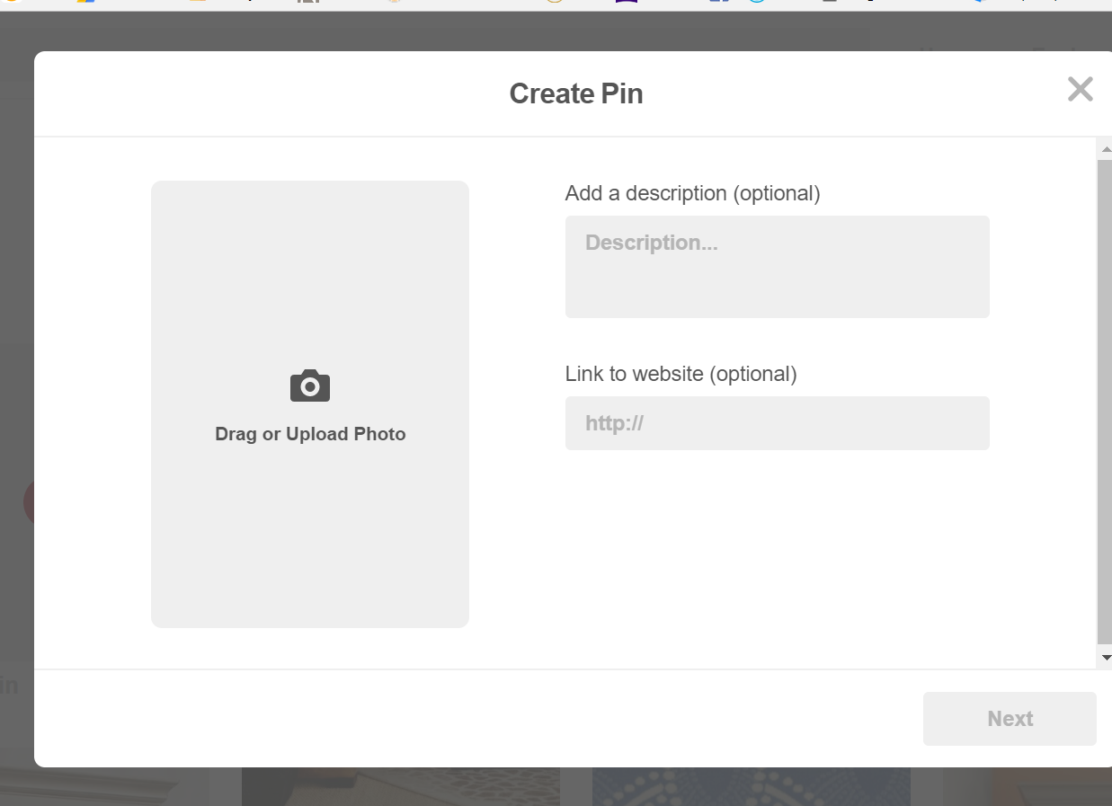 Screen for uploading your own photo