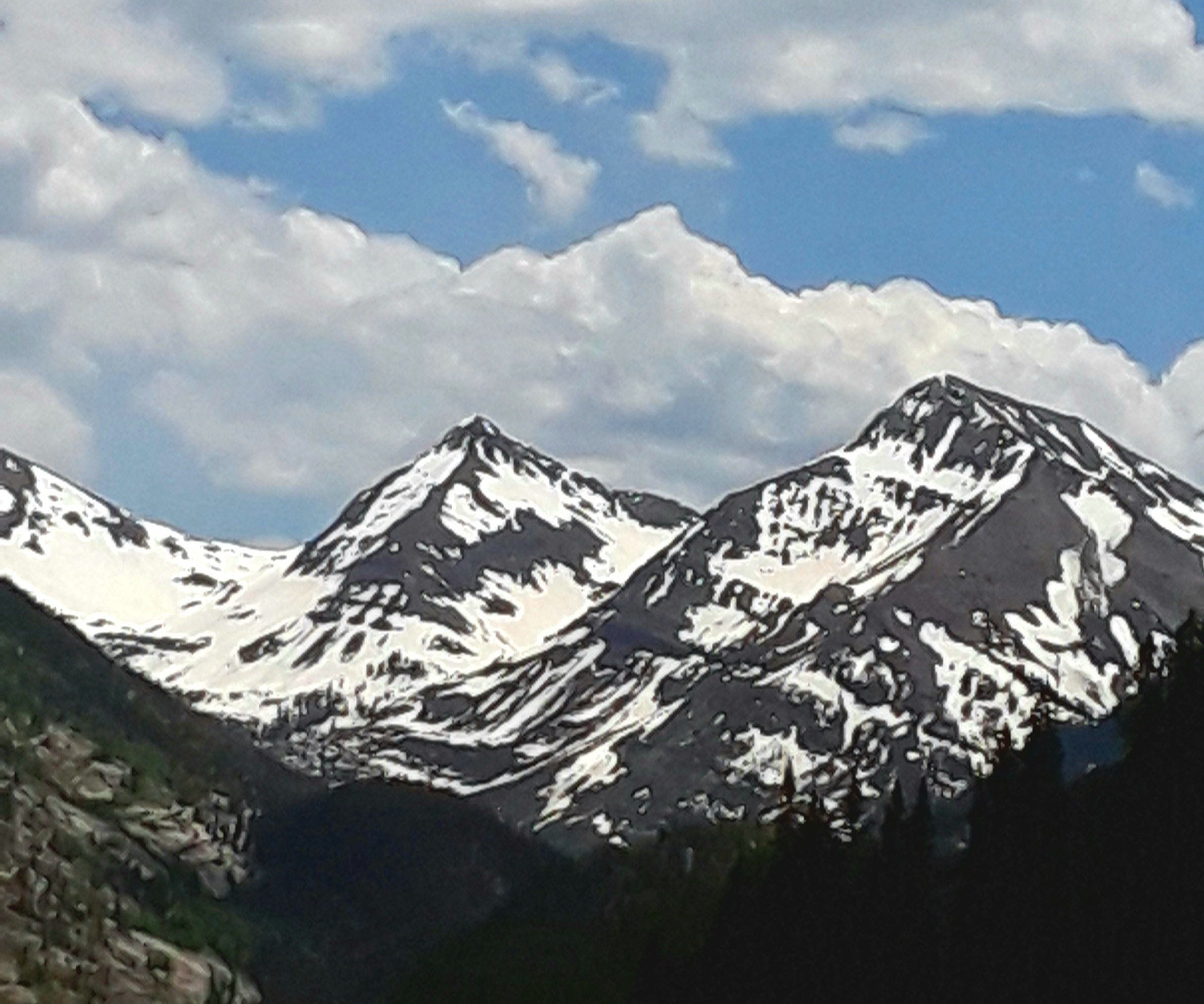 Snow covered peaks above Yule Creek