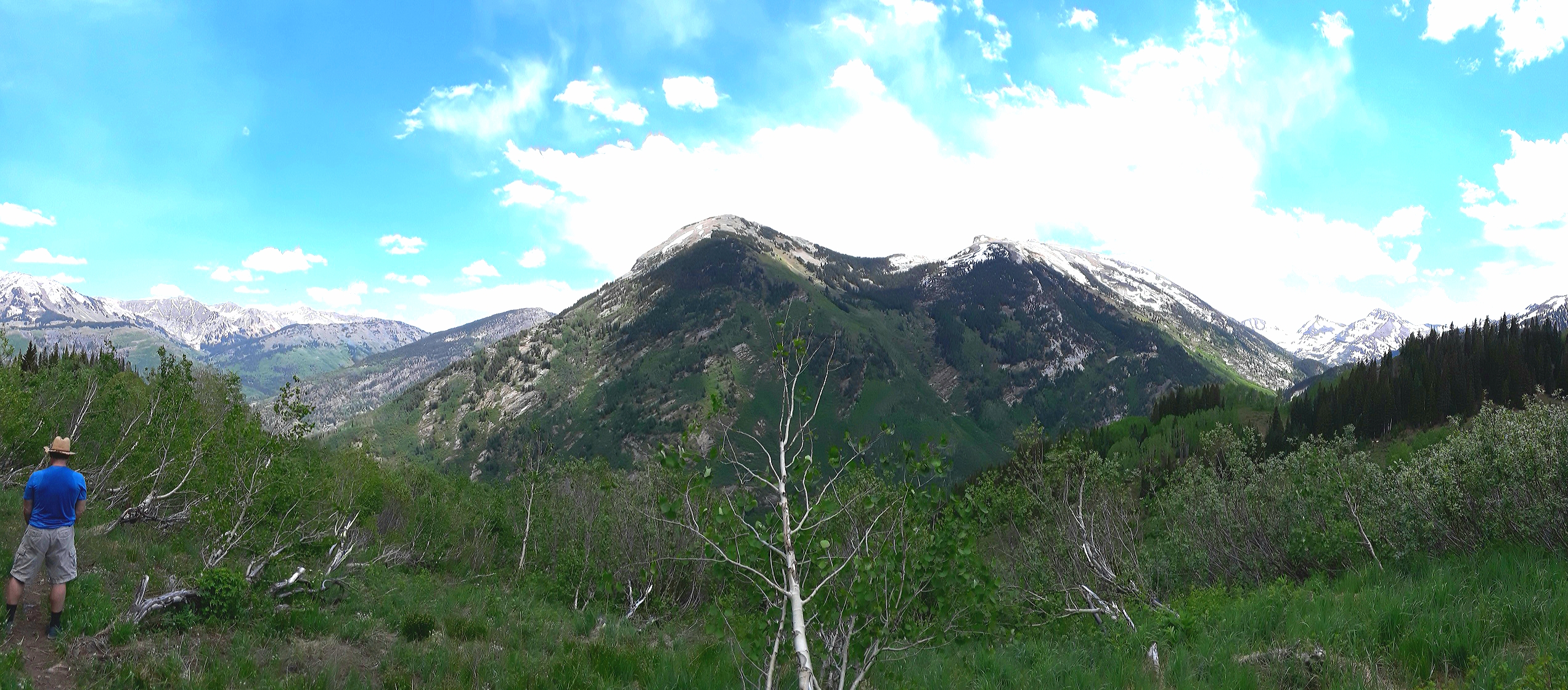 The peak of Whitehouse Mountain is seen from Anthracite Pass
