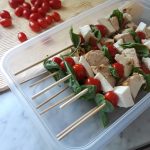 put finished skewers in a plastic container