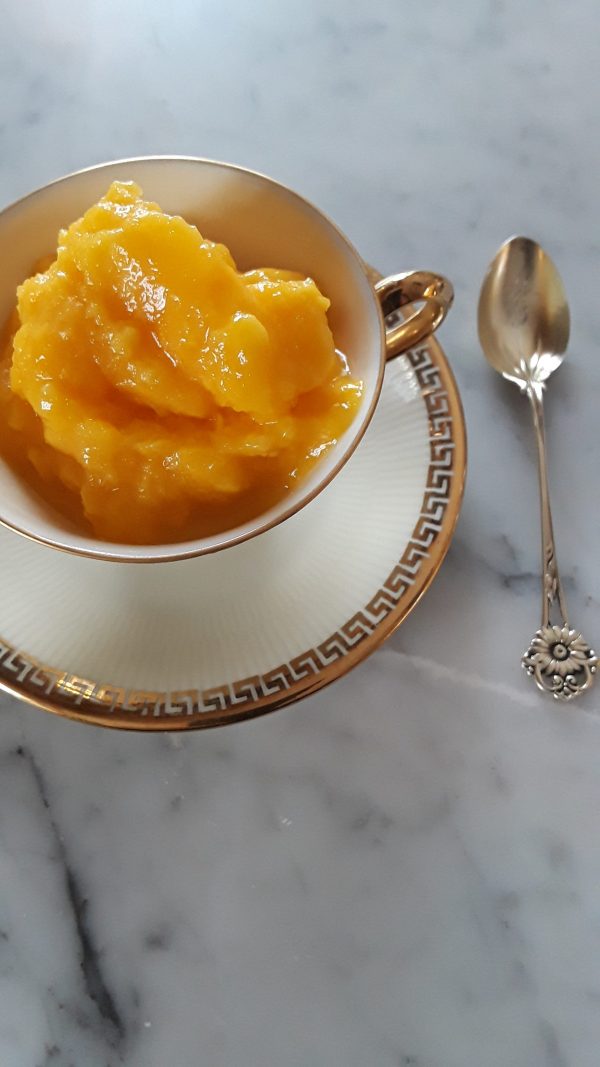 mango sorbet served in a demitasse