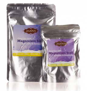 lavender and eucalyptus sea salts in foil packages