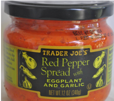 red pepper spread comes in a glass jar