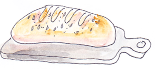 drawing of sourdough bread loaf