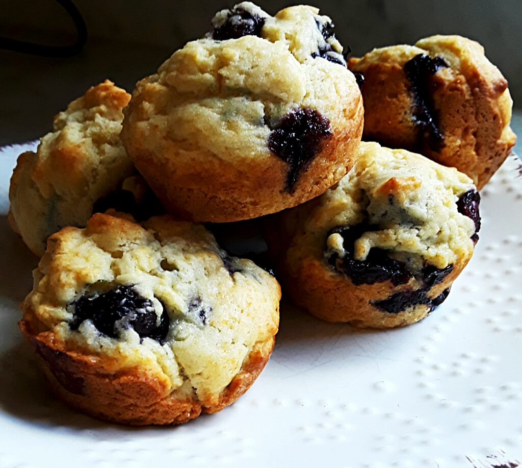 A stack of mouthwatering blueberry muffins