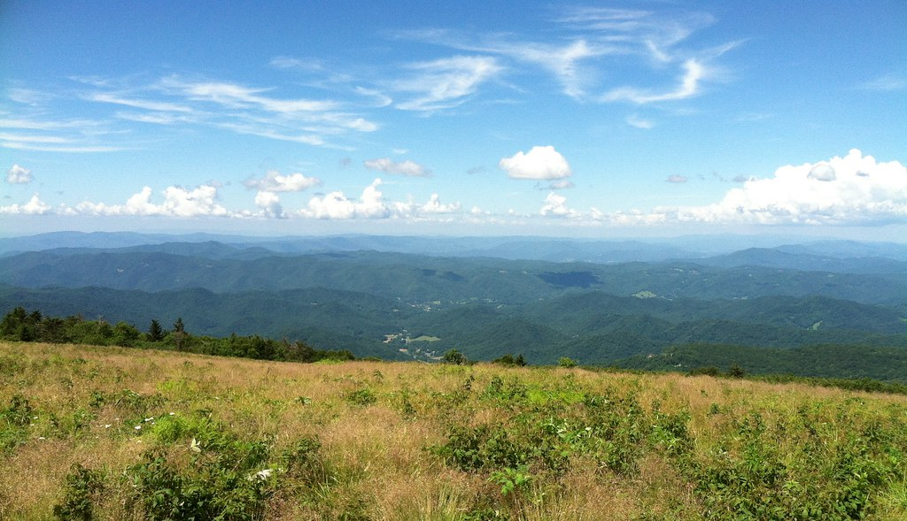 blue skies and layers of mountain views in an Appalachian view
